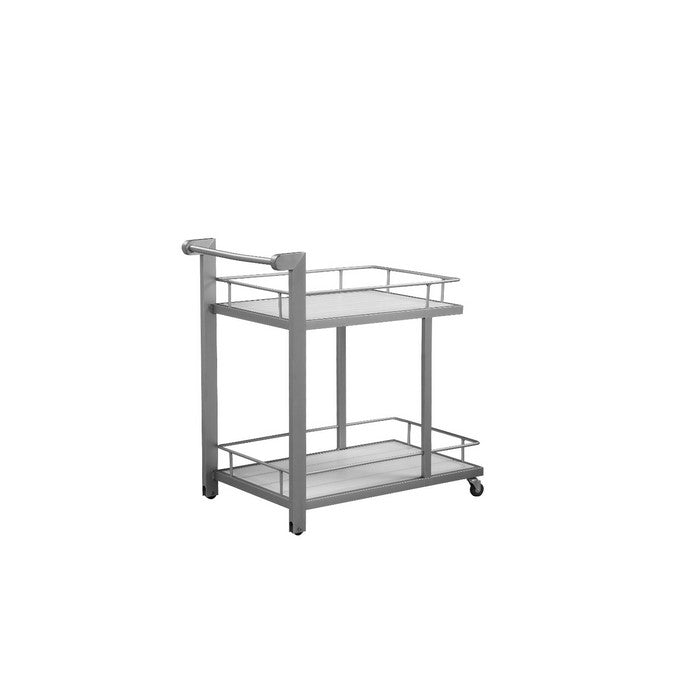 Aluminum Modern Bar Cart With Two Shelves, White