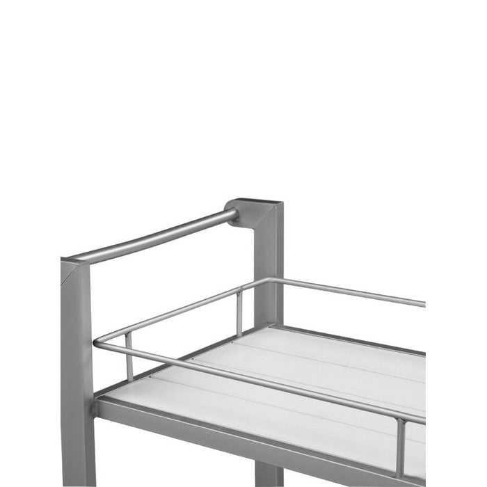 Aluminum Modern Bar Cart With Two Shelves, White