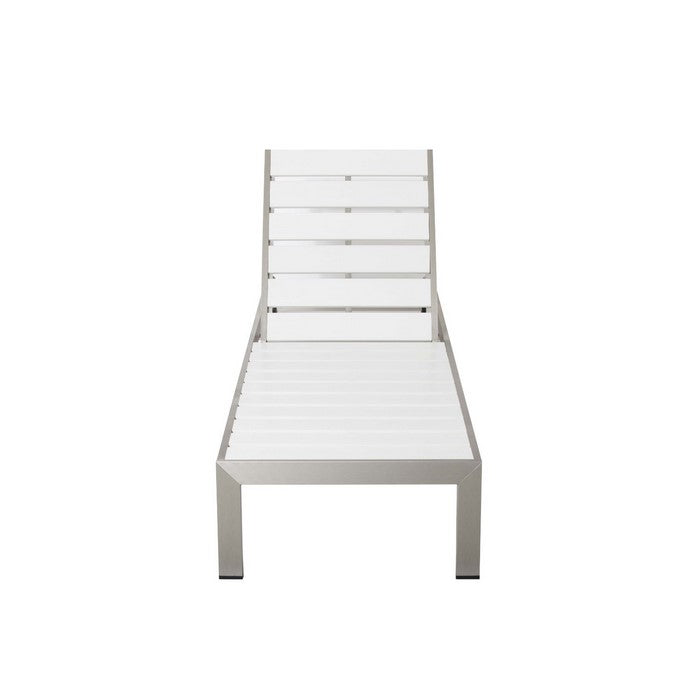 Anodized Aluminum Wheeled Lounger, White