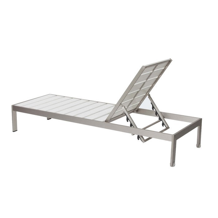 Anodized Aluminum Wheeled Lounger, White