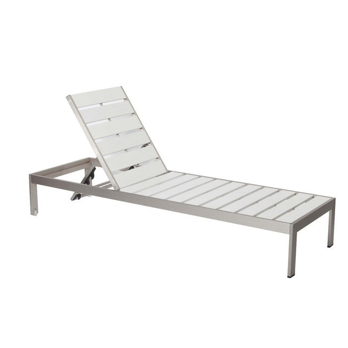 Anodized Aluminum Wheeled Lounger, White