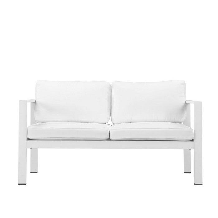 Upholstered Anodized Aluminum Sofa, White
