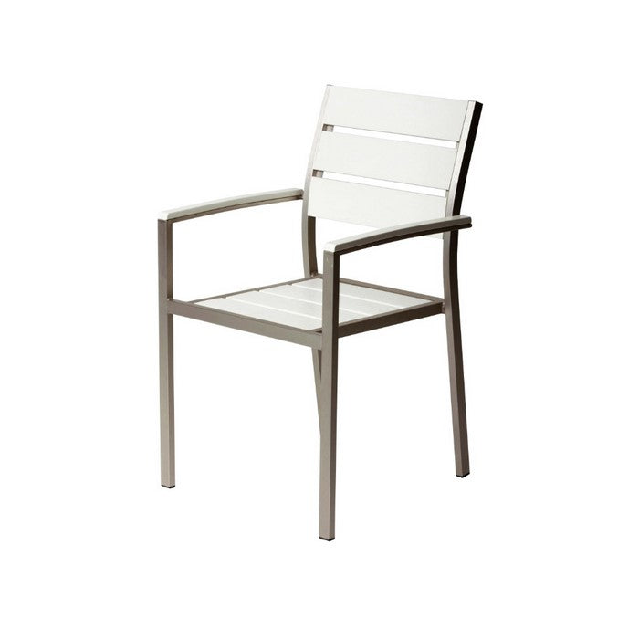 Metal Chairs With Slated Back Set of 6 Gray and White