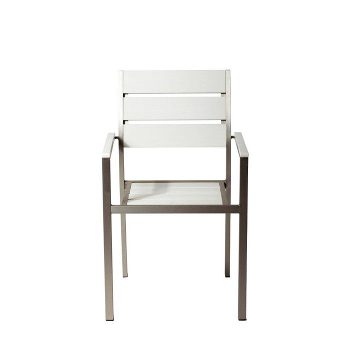 Metal Chairs With Slated Back Set of 6 Gray and White