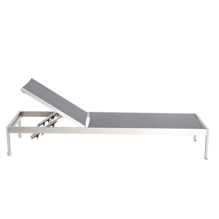 Anodized Aluminum Modern Patio Lounger In Black