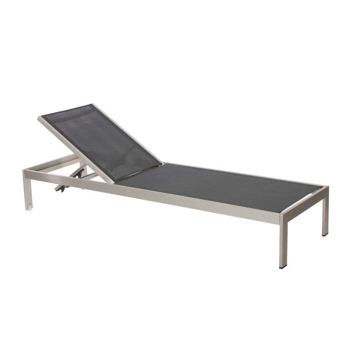 Anodized Aluminum Modern Patio Lounger In Black