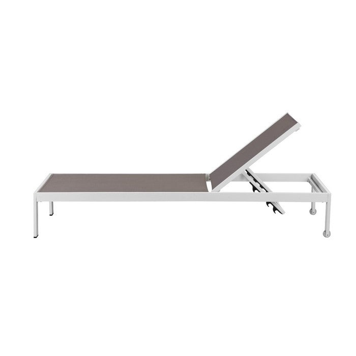 Anodized Aluminum Modern Patio Lounger In White and Gray