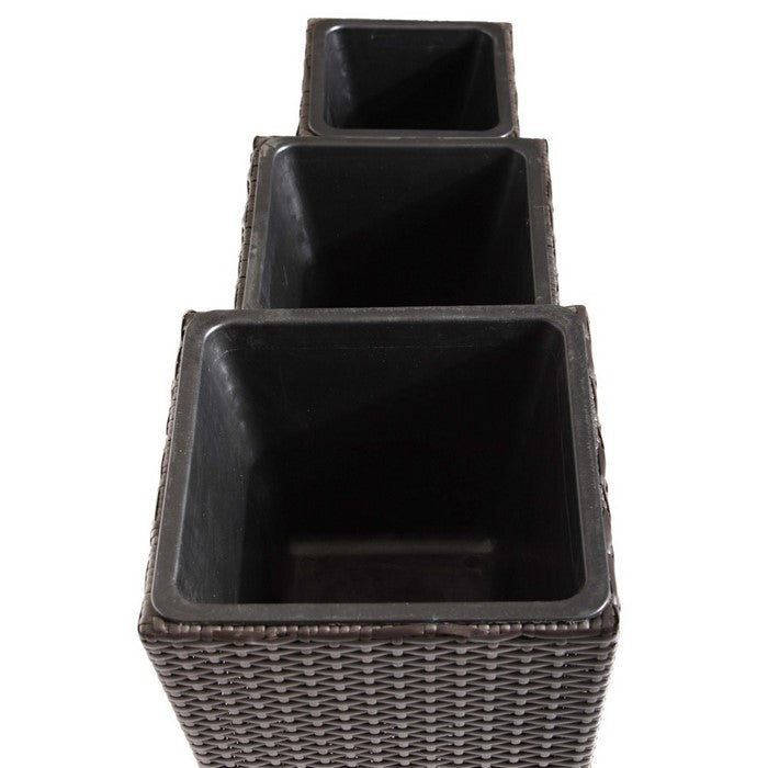 Anodized Aluminum Rattan Planter Brown Set of 3