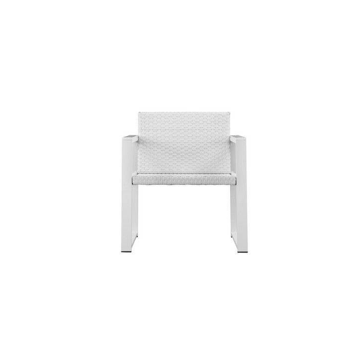 Upholstered Aluminum Cushioned Chair with Rattan, White
