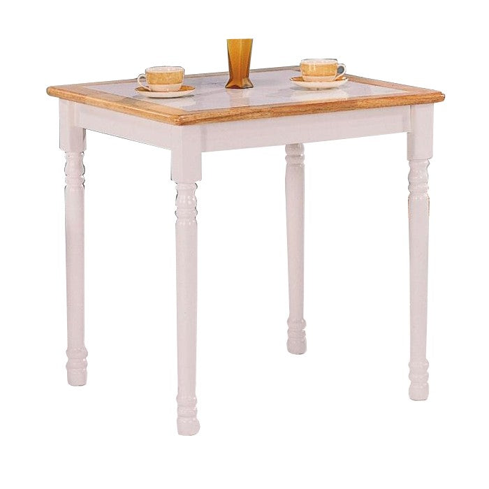 Square Wooden Dining Table, Natural Brown and white