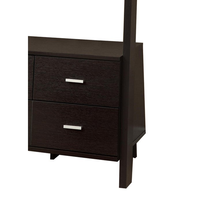 Ladder Bookcase With 4 Storage Drawers And Open Shelves, Cappuccino