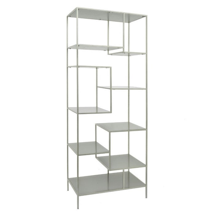 Metal & Wood Shelving Unit With Multiple Shelves, White