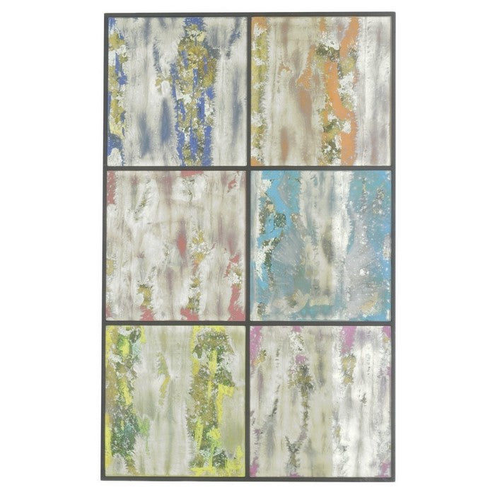 Metal Wall Mirror Art in Distressed Multicolor