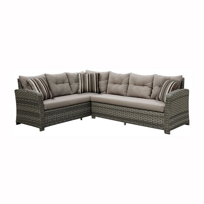 Contemporary Patio Sectional, Left / Right Sofa, Brown/Gray