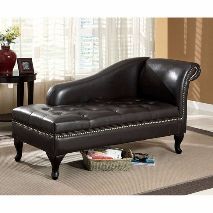 Leatherette Storage Chaise, Black