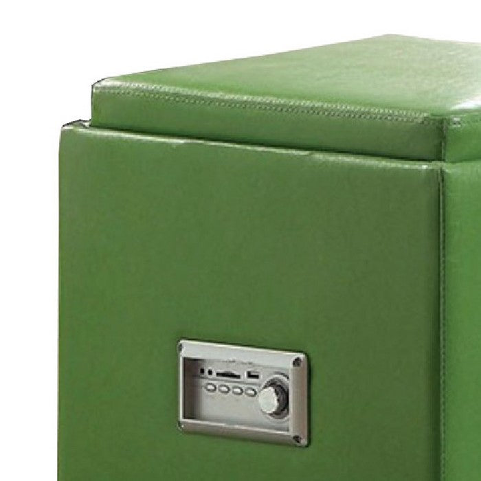 Ottoman With In-Built Bluetooth Speaker, Green