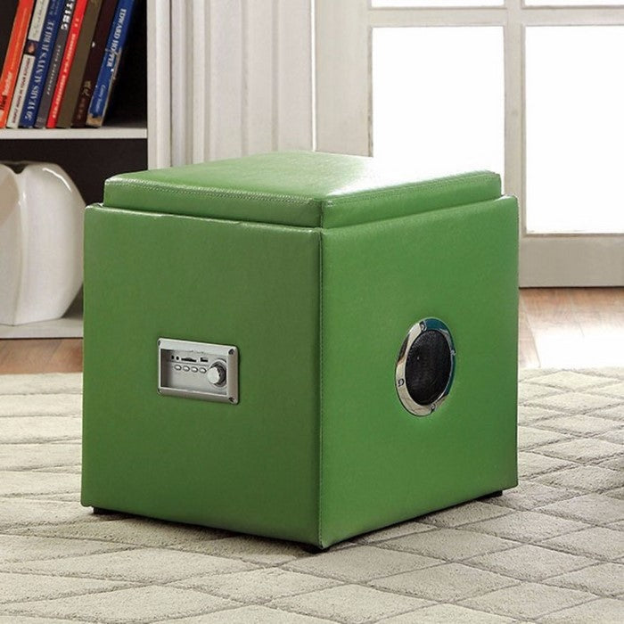 Ottoman With In-Built Bluetooth Speaker, Green