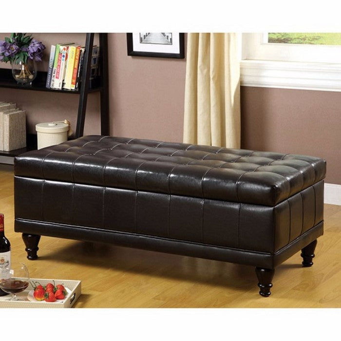 Soft And Cushy Contemporary Storage Ottoman, Espresso Brown