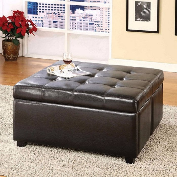Restful Contemporary Storage Ottoman With 4 Drawers, Brown