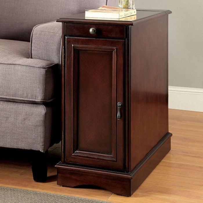 Transitional Side Table With USB, Cherry