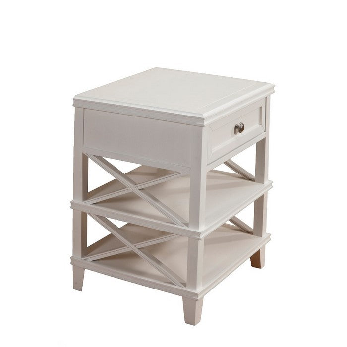 Mahogany Wood Nightstand, White