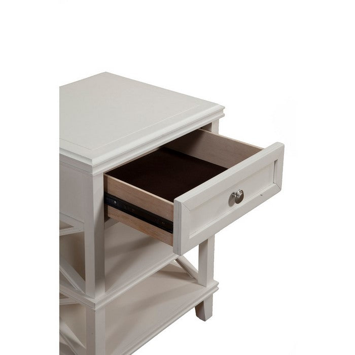 Mahogany Wood Nightstand, White