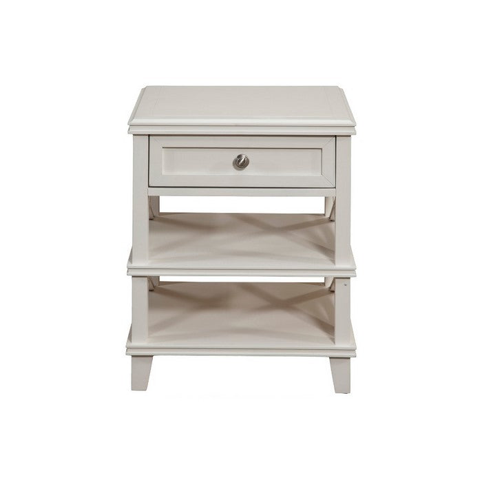 Mahogany Wood Nightstand, White