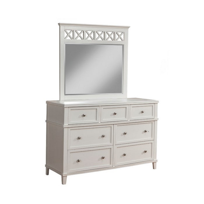 Storage Efficient Mahogany Wood Dresser, White