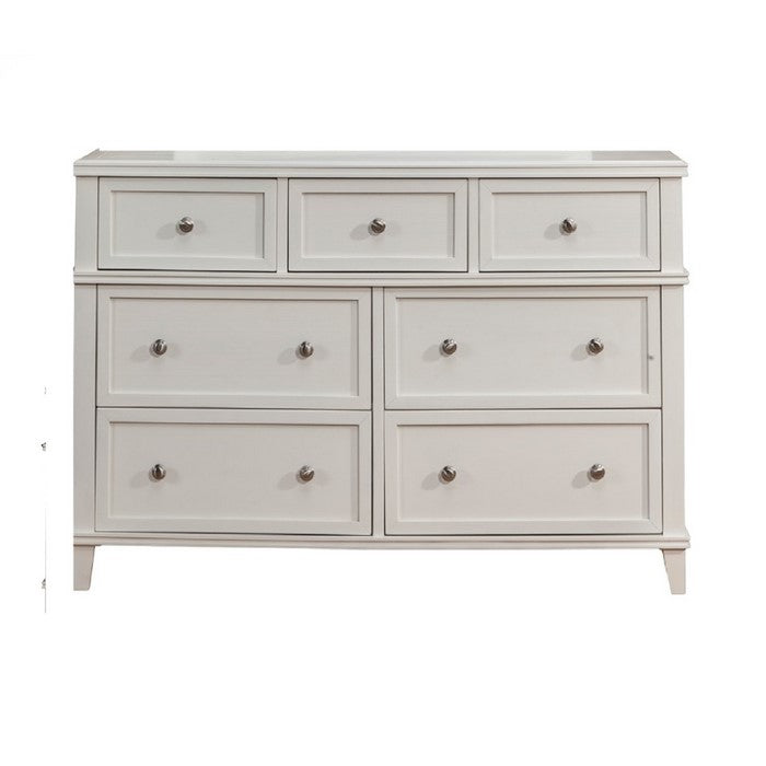 Storage Efficient Mahogany Wood Dresser, White