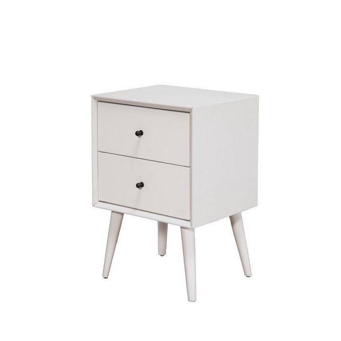 Mahogany Wood Mid Century Nightstand, White