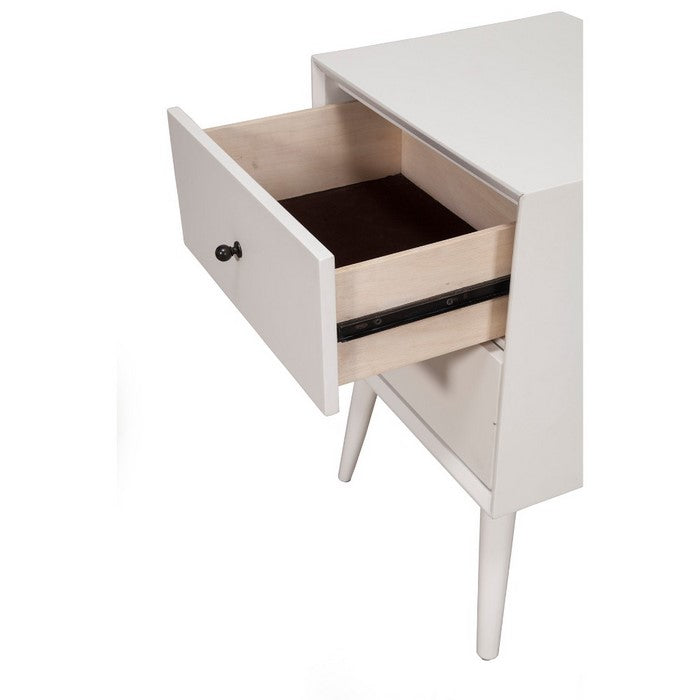 Mahogany Wood Mid Century Nightstand, White