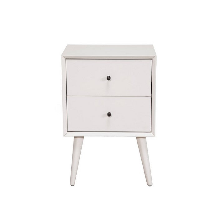 Mahogany Wood Mid Century Nightstand, White