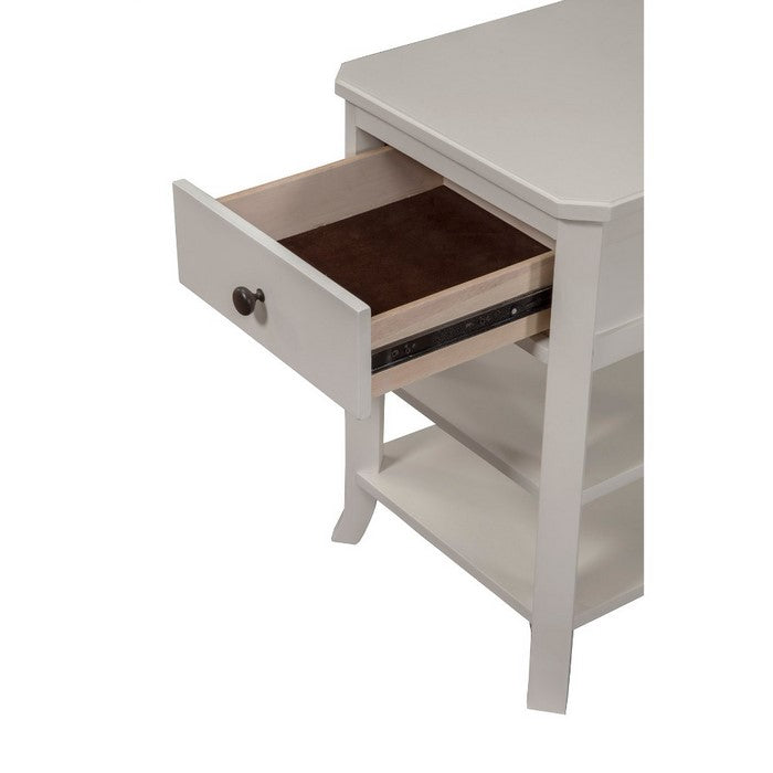 Mahogany Wood Nightstand, White