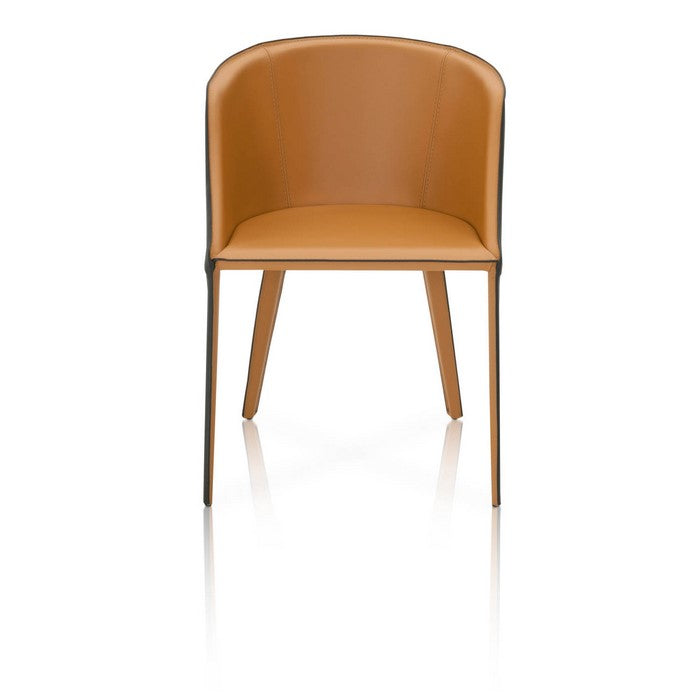 Dual-Tone Dining Chair With Curved Back Saddle Brown And Black