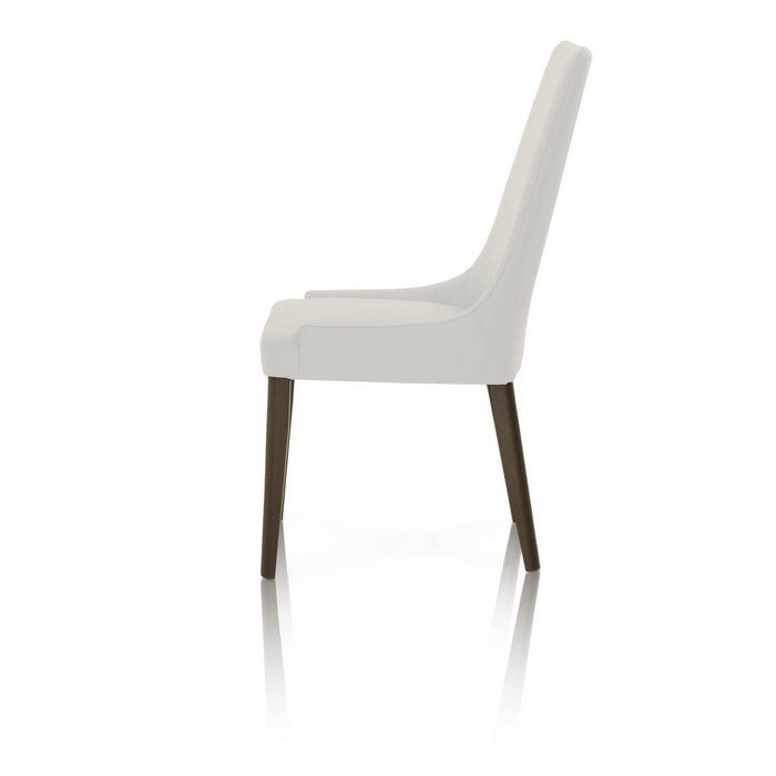 Dining Chairs With Sleek Wooden Legs Set of 2 White and Brown