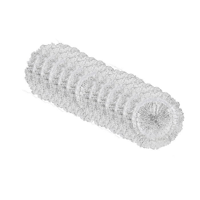 Round Plastic Charger Plate With Electroplating Finish, Silver,Set of 12