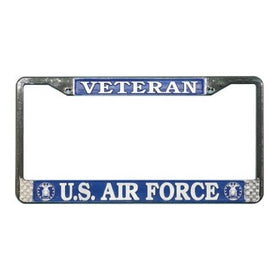 US Air Force Veteran License Plate Frame (Chrome Metal)