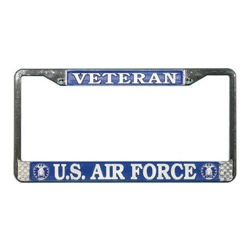 US Air Force Veteran License Plate Frame (Chrome Metal)