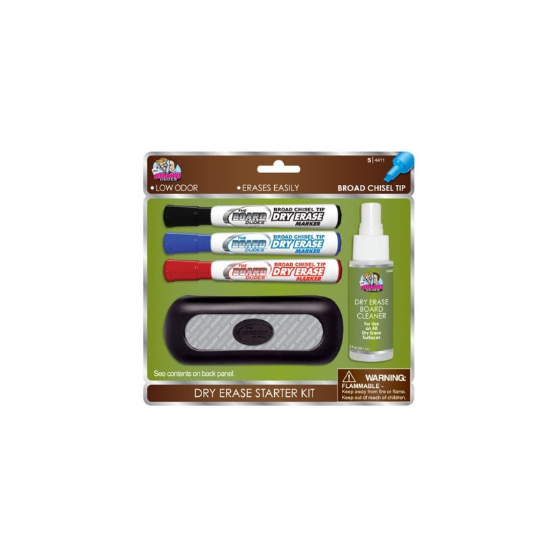 Board Dudes Dry Erase Value Pack with 3 Markers Cleaner Eraser (DDP03)
