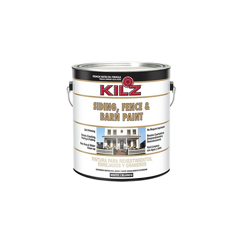 KILZ Exterior Siding, Fence, and Barn Paint, White, 1-gallon