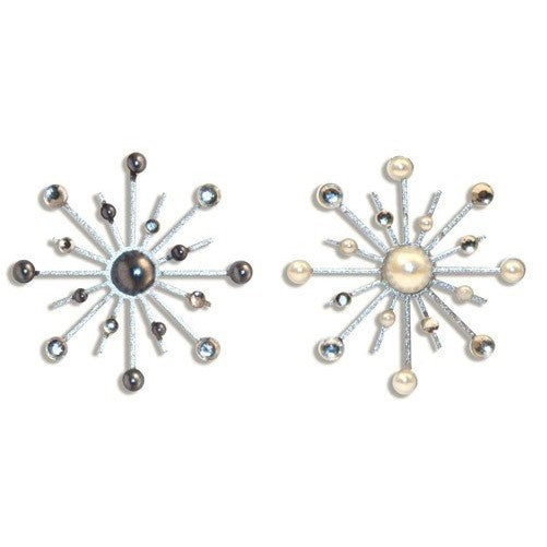 Karen Foster Design Sparkle Burst Brads Embellishments Pearls, 6 White and Black