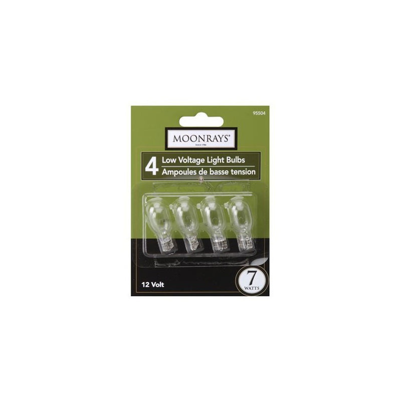 Moonrays 95504 Wedge Base Light Bulbs, 4 Pack, Clear, 7-Watt