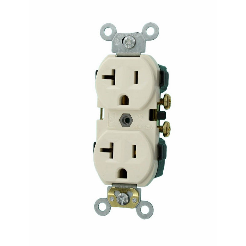 Leviton CR20-TS 20-Amp 125-Volt NEMA 5-20R, 2P, 3W, Narrow Body Duplex Receptacle, Light Almond