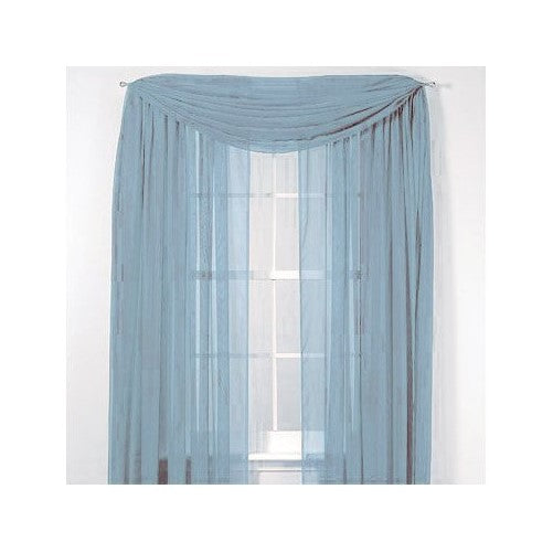 Elegance Voile Blue Sheer Curtain, 40"x216" Scarf