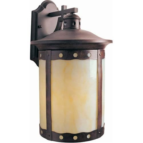 Forte Lighting 10031-01-41 Transitional 1-Light CFL Exterior Wall Lantern, Rustic Sienna Finish with Honey Glass