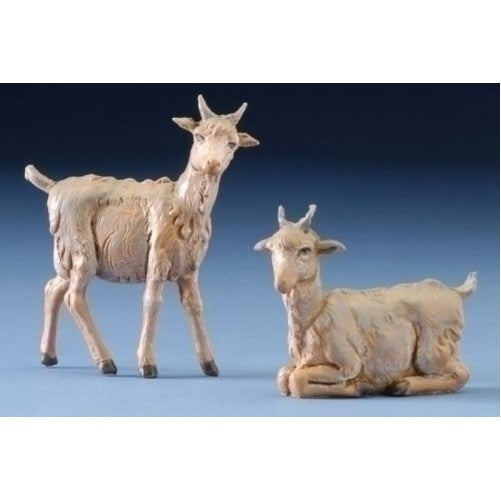 Fontanini Standing and Sitting Goats Italian Nativity Village Figurine Set of 2