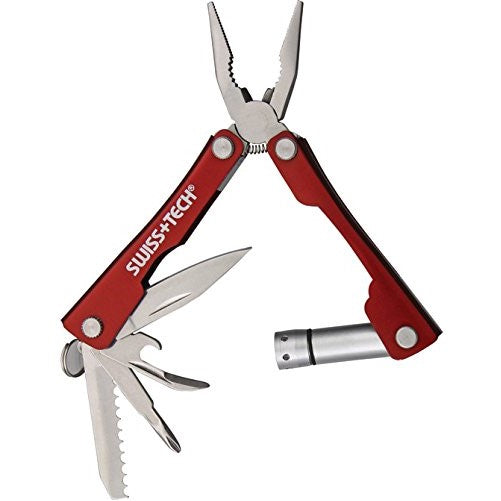 SwissTech ST35000 Metallic Maroon 8-in-1 Mini Pocket Multitool for Camping, Sports, Hardware