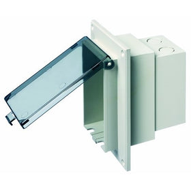 Arlington DBVR1C-1 Low Profile IN BOX Electrical Box with Weatherproof Cover for Flat Surface Retrofit Construction, 1-Gang, Vertical, Clear