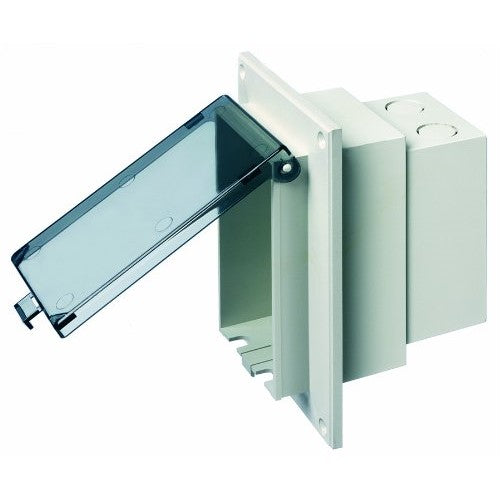 Arlington DBVR1C-1 Low Profile IN BOX Electrical Box with Weatherproof Cover for Flat Surface Retrofit Construction, 1-Gang, Vertical, Clear