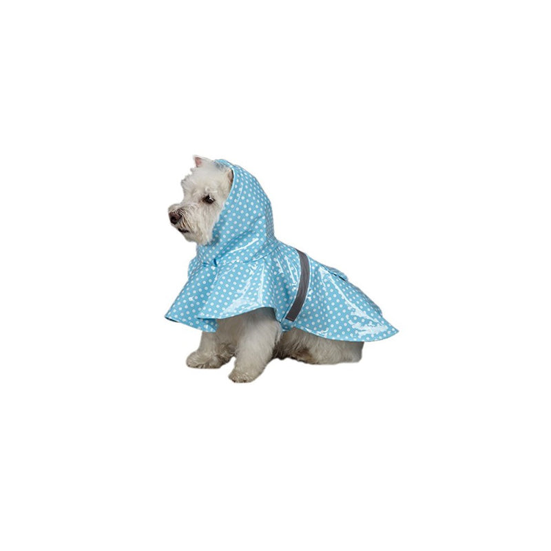 East Side Collection 10-Inch PU and Polyester Polka Dot Dog Rain Jacket, X-Small, Blue